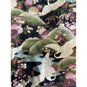 2 yds Kona Bay Floral Cranes Quilt Fabric Print 2003 Purple Aqua Black 42"w